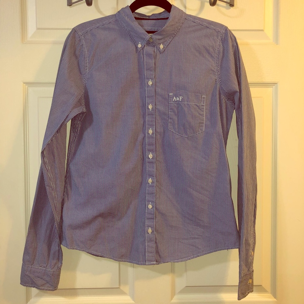 Blue & White Striped Button Down A&F Blouse